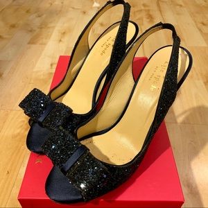 Kate Spade Charm glitter heels